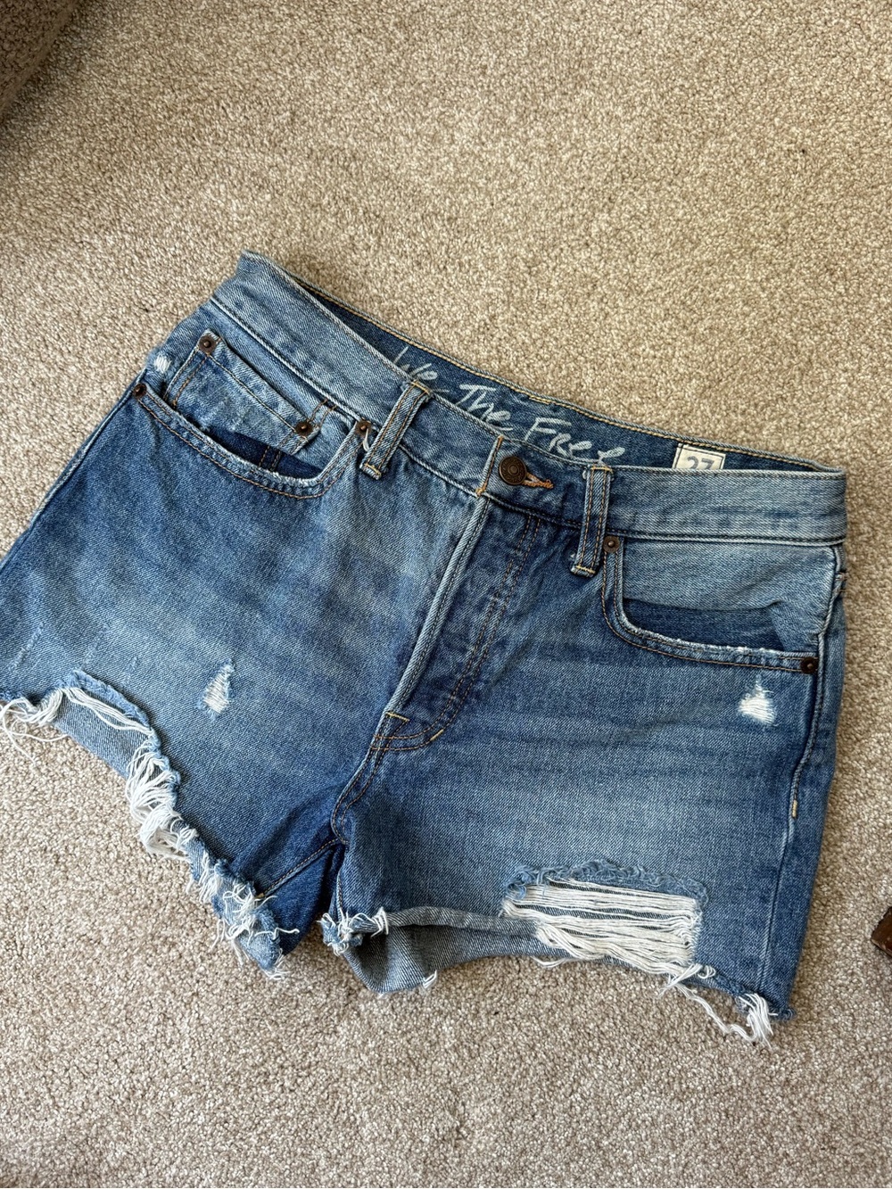 Free People Distressed Denim Cutoff Shorts